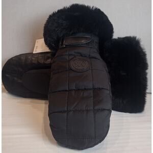 MICHAEL KORS QUILTED PUFFY SKI/ WINTER GLOVES W FAUX FUR SIZE S NWT $98